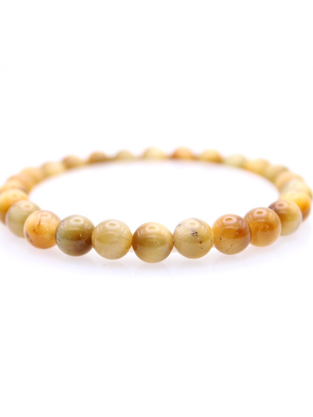 Natural Yellow Jasper Bead Stretch Bracelet - Women Jewelry
